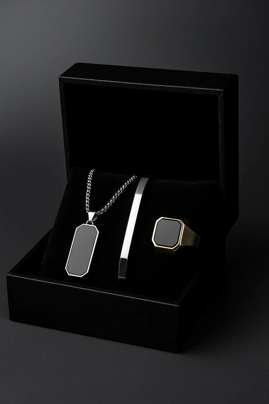 Black Onyx Trio – Premium Men’s Jewelry Gift Set
